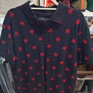 Vilebrequin Polo with Red Turtle Design on Dark Blue